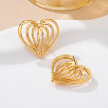 Gold Ribbed Heart Earrings*