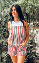 Striped Denim Romper | Red/Navy
