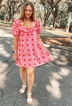 Fly Gingham Embroidered Dress | Red