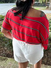 Asymmetrical Stripe Dolman Top | Red