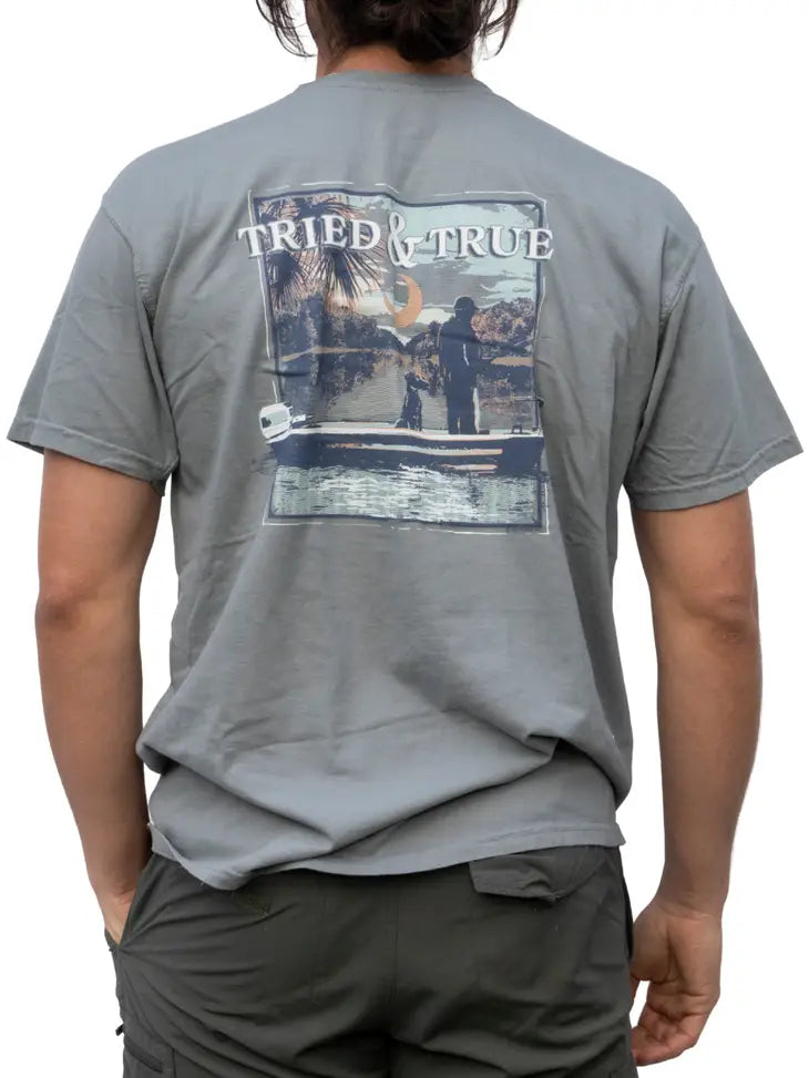 picture 1 back of men's Boat Time Hang Tee | Grey