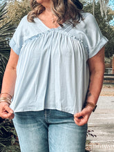 Pin Tuck Babydoll Top | Blue