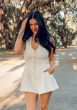 Coastal Denim Halter Romper | White