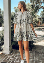 Flocked Floral Striped Dress | Olive