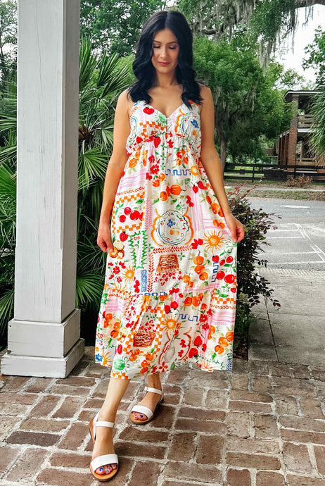 Melody Summer Fruit Dress | White