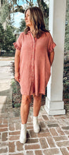 Mineral Wash Gauze Dress | Brick