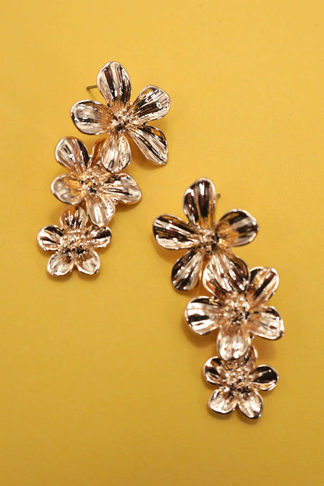 Cascade Flower Trio Earring | Gold