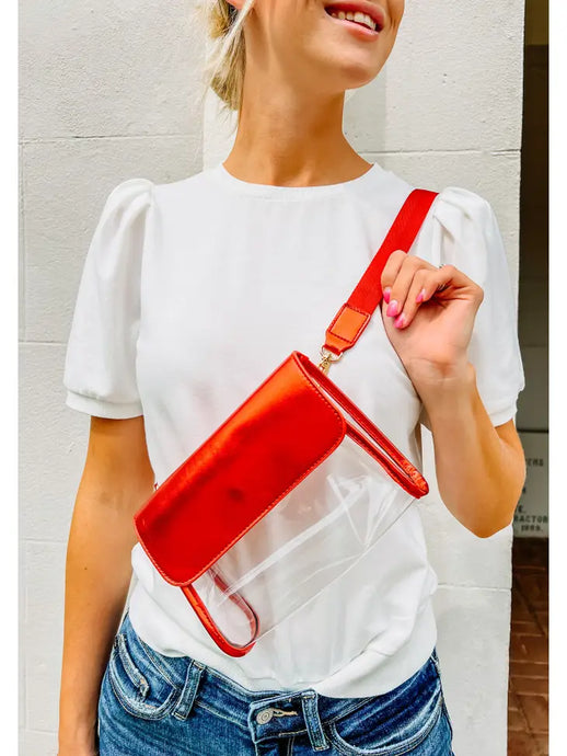 picture 1 Tatum Convertible Clear Bag | Red