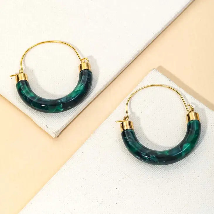 Acetate Arch Hoop Earrings | Green