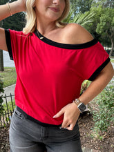 Off Shoulder Knit Top | Red