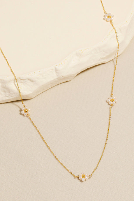 Dainty Flower Charm Necklace | Gold