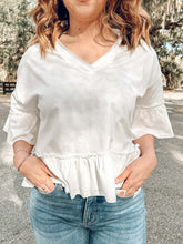 Washed Ruffle Top | White