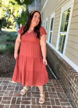 Flutter Smocked Midi Plus i Dress | Chili