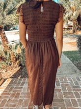 Polka Dot Smocked Midi Dress | Brown