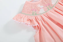 Pink Easter Bunny Smocked Bishop Dress: 2T