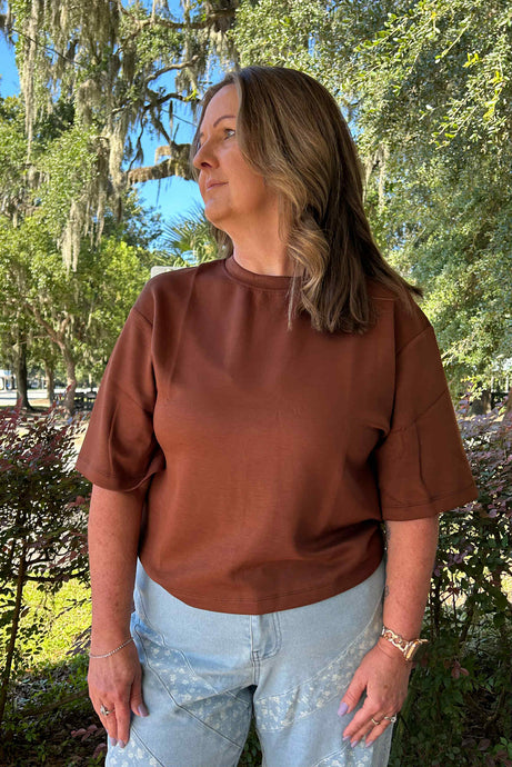 Scuba Drop Shoulder Tee | Chestnut