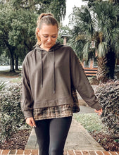 French Terry & Flannel Plaid Hoodie | Charcoal