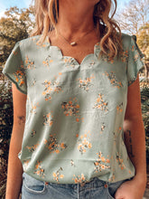 Floral Scallop Satin Top | Dusty Mint