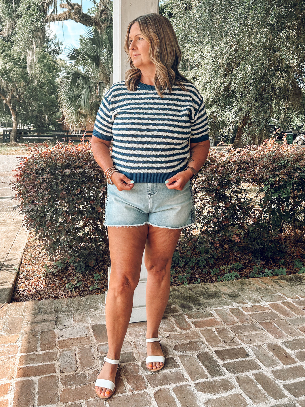 Harbor Striped Knit Top | Navy