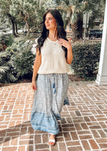 Boho Floral Maxi Skirt | Blue