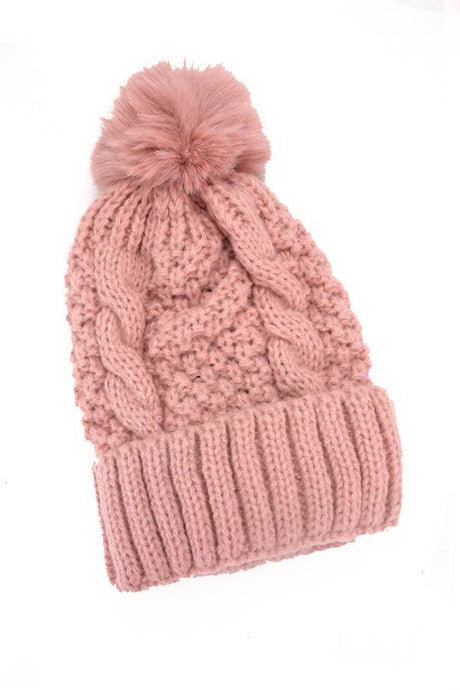 Classic Cable Knit Beanie | Blush