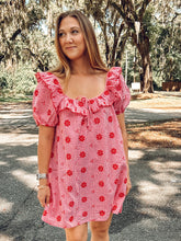 Fly Gingham Embroidered Dress | Red