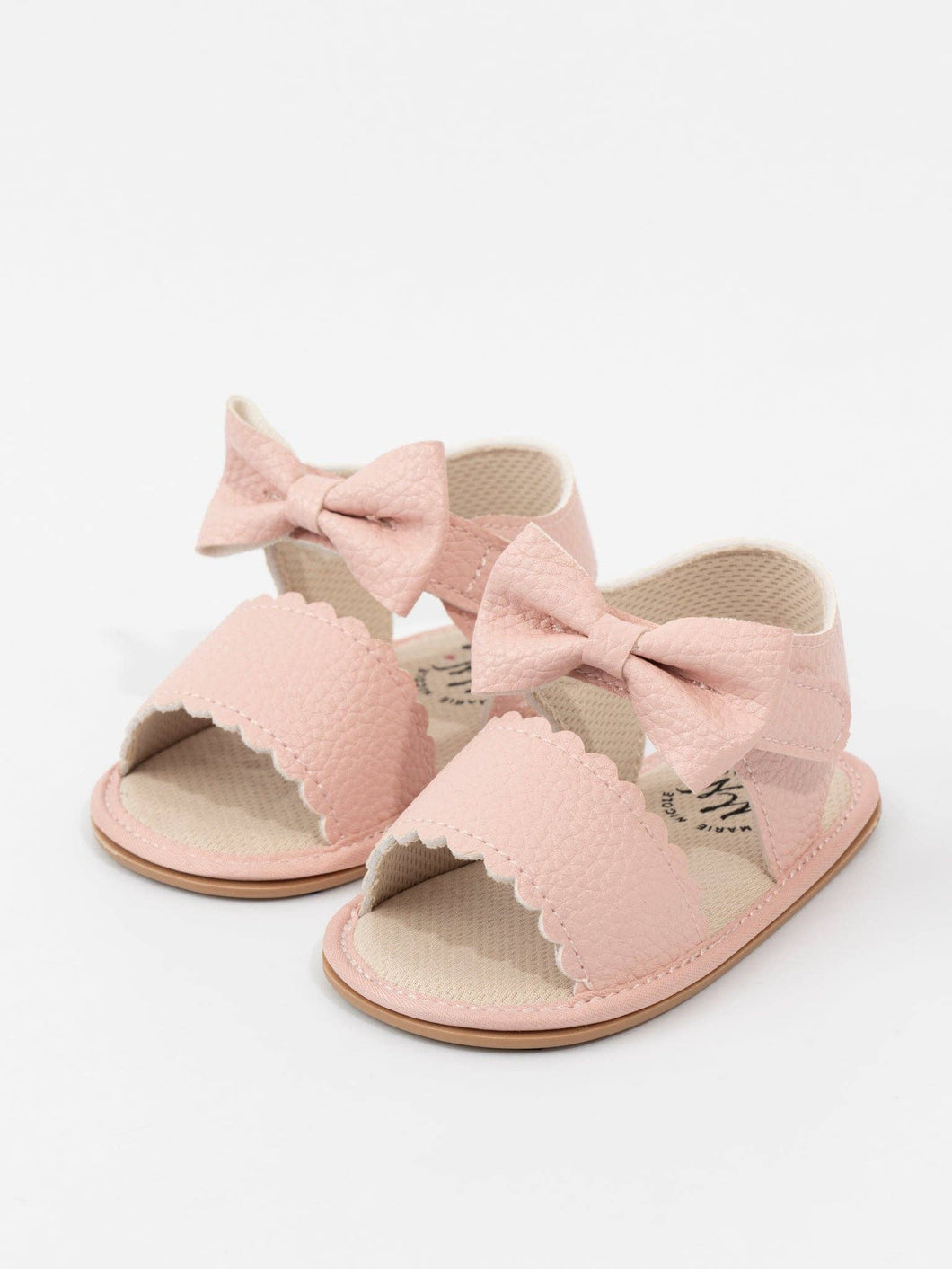 Scalloped Bows Baby Sandals | Blush