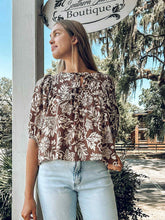 Boho Wave Floral Top | Mocha