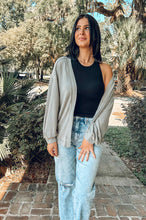 Waffle Stitched Open Cardigan | Grey