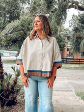 Scalloped Hem Striped Top | Cream/Navy