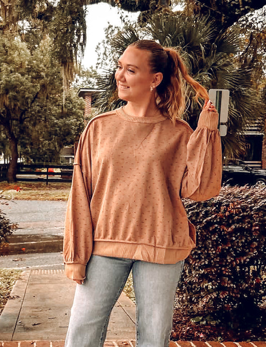 Floral Crew Neck Sweatshirt | Mocha