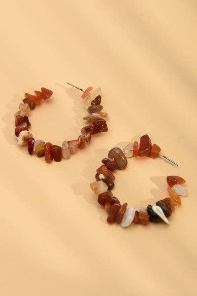 Natural Stone Hoop Earrings | Topaz