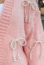 Charming Pearl Bow Cardigan | Light Pink