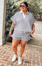 Striped Collared Set | Navy