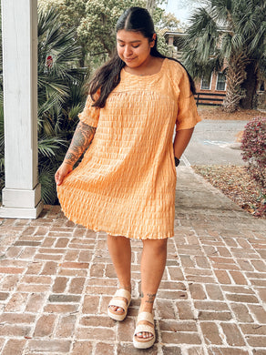 Mira Textured Dress | Apricot