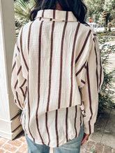 Cotton Dolman Striped Top | Brown