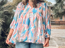 Abstract Babydoll Top | Blue