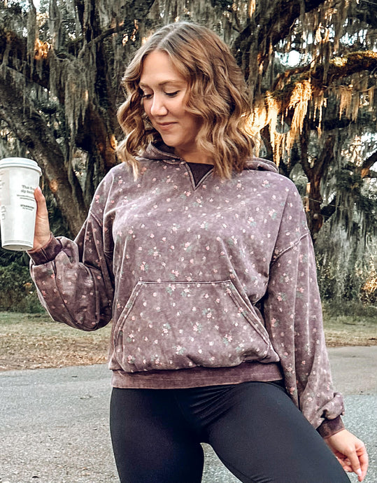 Floral Relaxed Hoodie | Plum