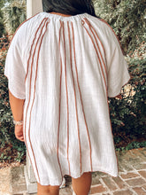 Fall Piped Boho Dress | White