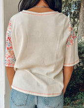 Patchwork Waffle Knit Top | Cream