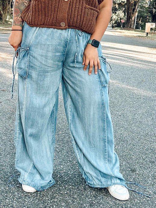 Laney Wide Leg Drawstring Pant | Dark