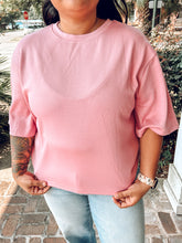 Structured Knit Boxy Top | Pink