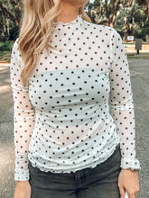 Polka Dot Mesh Top | White