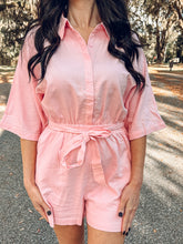 Button Collared Romper | Pink