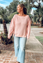 Boat Neck Waffle Knit Top | Blush