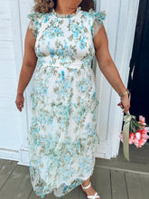 Floral Tulle Midi Dress | Blue
