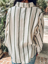 Cotton Dolman Striped Top | Olive