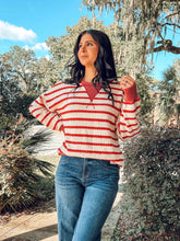 Striped Knit Sweater | Rust