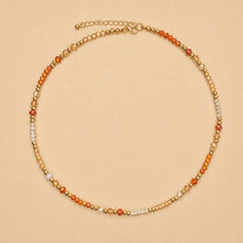 Glass Bead & Gold Beaded Necklace