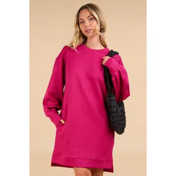 Kiss & Tell Textured Dress | Magenta